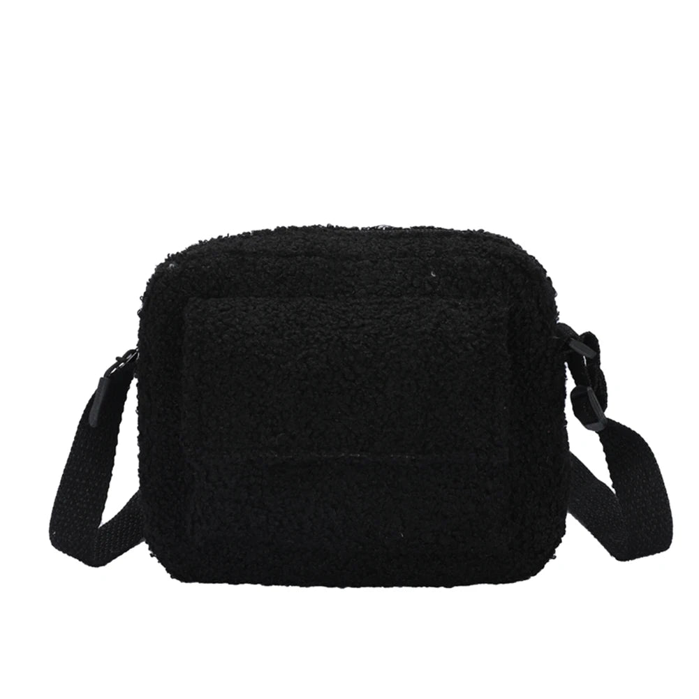 Vintage Lamb Wool Crossbody Messenger Bag for Travel
