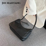 Shoulder Bags for Women Solid PU Leather Lock Handbags Small Purse