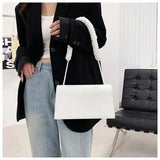 Braided Strap Crossbody Shoulder Bag PU Leather Flap Handbag