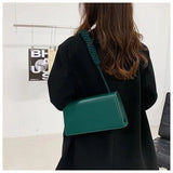 Braided Strap Crossbody Shoulder Bag PU Leather Flap Handbag