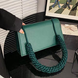 Braided Strap Crossbody Shoulder Bag PU Leather Flap Handbag