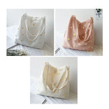 Canvas Shoulder Bag with Daisy Embroidery