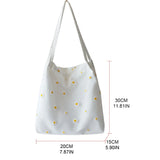 Canvas Shoulder Bag with Daisy Embroidery