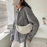 Canvas Shoulder Chest Bag Purse Soft Leather Handbag
