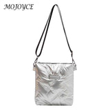 Quilted Cotton Padded Crossbody Handbag Solid Hand Bags Women Zipper Travel Lady