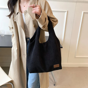 Vintage Corduroy Shoulder Bag for Travel Shopper