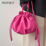 Leather Women Shoulder Crossbody Bag Drawstring Mini Purse Hand Bag