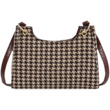 Shoulder Messenger Bag PU Leather Retro Houndstooth Print Handbags