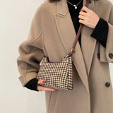 Shoulder Messenger Bag PU Leather Retro Houndstooth Print Handbags