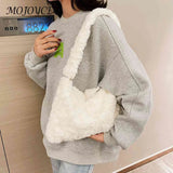 Soft Plush Zipper Shoulder Tote for Women