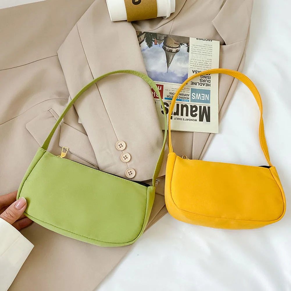 Small Nylon Tote Bag Underarm Purse Autumn Clutch