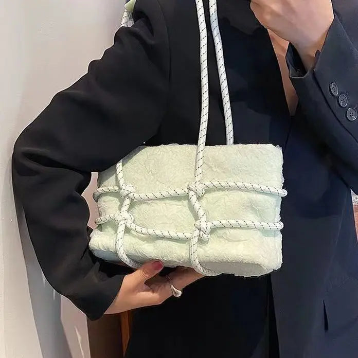 Silk Shoulder Armpit Bag Winter Female Purse Handbags Women Tote Bag