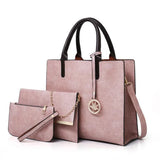 3PCS Women's Bag Set PU Leather Handbag Ladies Solid Messenger Bag Wallet 20#48