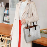 3PCS Women's Bag Set PU Leather Handbag Ladies Solid Messenger Bag Wallet 20#48
