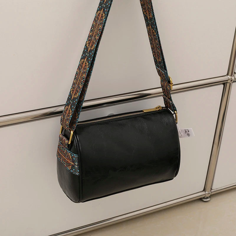 Barrel Shaped Handbags PU Leather Women's Handbags Female Shoulder Crossbody Bag