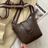 Women's Pu Leather Bucket Bag Lady Shoulder Crossbody Purse