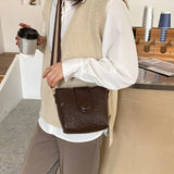 Women's Pu Leather Bucket Bag Lady Shoulder Crossbody Purse