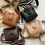 Women's Pu Leather Bucket Bag Lady Shoulder Crossbody Purse