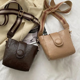 Women's Pu Leather Bucket Bag Lady Shoulder Crossbody Purse