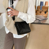 Women's Pu Leather Bucket Bag Lady Shoulder Crossbody Purse