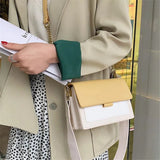Women's Contrast PU Leather Crossbody Bag Handbag Shoulder Bag