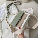 Women's Contrast PU Leather Crossbody Bag Handbag Shoulder Bag