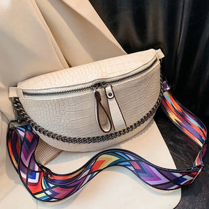 Women's PU Leather Fanny Pack with Chain Strap