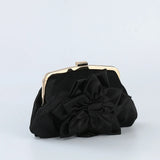Satin Flower Decor Evening Bag for Women Bridal Clutch