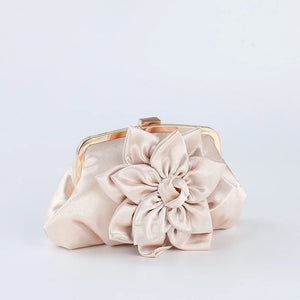Satin Flower Decor Evening Bag for Women Bridal Clutch