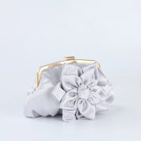 Satin Flower Decor Evening Bag for Women Bridal Clutch