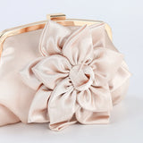 Satin Flower Decor Evening Bag for Women Bridal Clutch