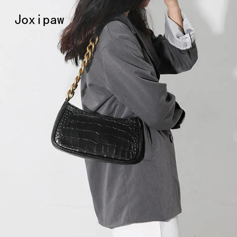 Shoulder Bag Women Vintage Chain Handbag Casual Underarm Bag