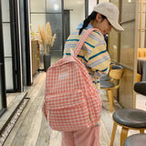 Plaid Backpack Schoolbag Laptop Bookbag for Teenagers Girls Boys