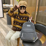 Plaid Backpack Schoolbag Laptop Bookbag for Teenagers Girls Boys
