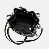 Pleated Bucket Bag Women's Casual Drawstring Crossbody Bag