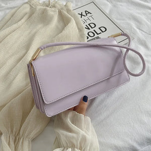 Solid Women Shoulder Bags Totes PU Leather Flap Small Top-Handle Bags Female