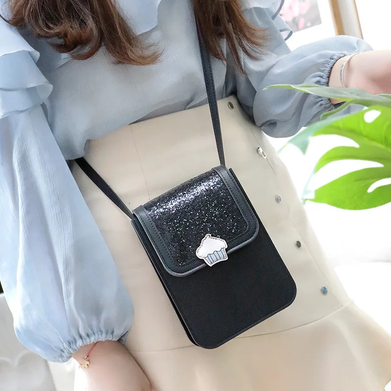 Square Bag Women's Handbag PU Leather Chain Mobile Phone Shoulder Bags