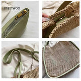 Woven Straw Beach Tote Bag Lightweight Summer Shoulder Purse