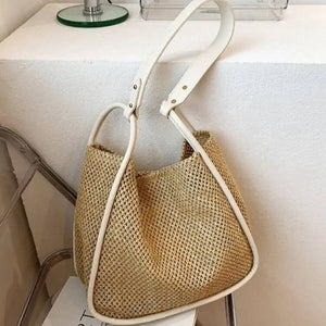 Lightweight Woven Beach Tote Bag Straw Shoulder Purse