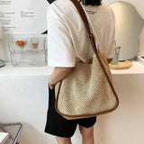Lightweight Woven Beach Tote Bag Straw Shoulder Purse