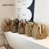 Woven Straw Beach Tote Bag Lightweight Summer Shoulder Purse