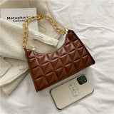 Women's Plaid PU Leather Underarm Shoulder Bag