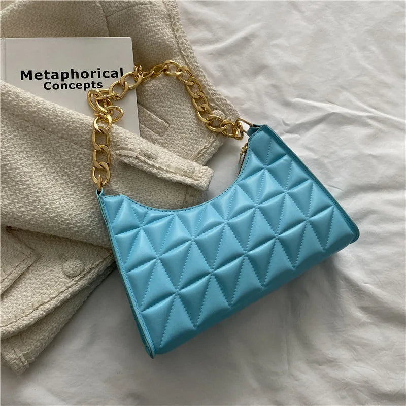 Women's Plaid PU Leather Underarm Shoulder Bag
