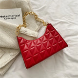 Plaid Pu Leather Armpit Handbag Female Pouch Hobo Bag