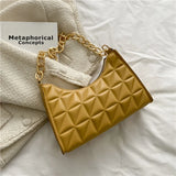 Plaid Pu Leather Armpit Handbag Female Pouch Hobo Bag