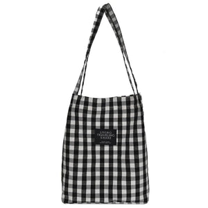 Plaid Shoulder Bag Women Canvas Handbag