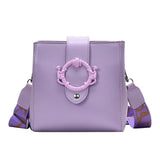 Women Shoulder Bags Solid Bucket Bags Ladies PU Leather Messenger Pocket Cover M