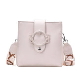 Women Shoulder Bags Solid Bucket Bags Ladies PU Leather Messenger Pocket Cover M