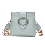 Women Shoulder Bags Solid Bucket Bags Ladies PU Leather Messenger Pocket Cover M
