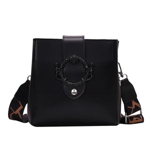 Women Shoulder Bags Solid Bucket Bags Ladies PU Leather Messenger Pocket Cover M
